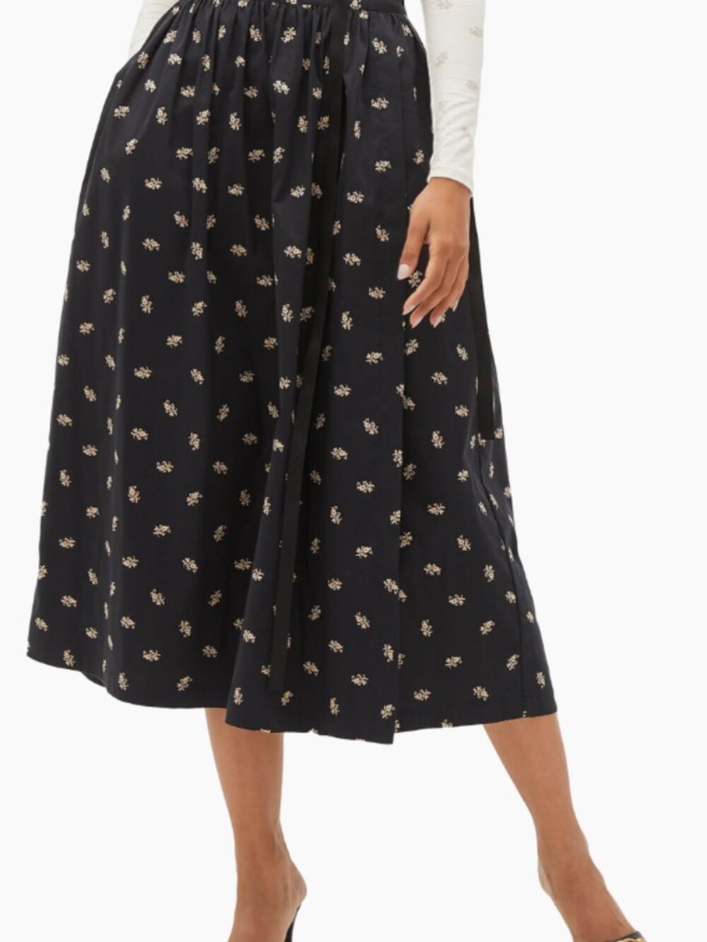 Hill House Black Maxi Skirt with Cream Paisley Print